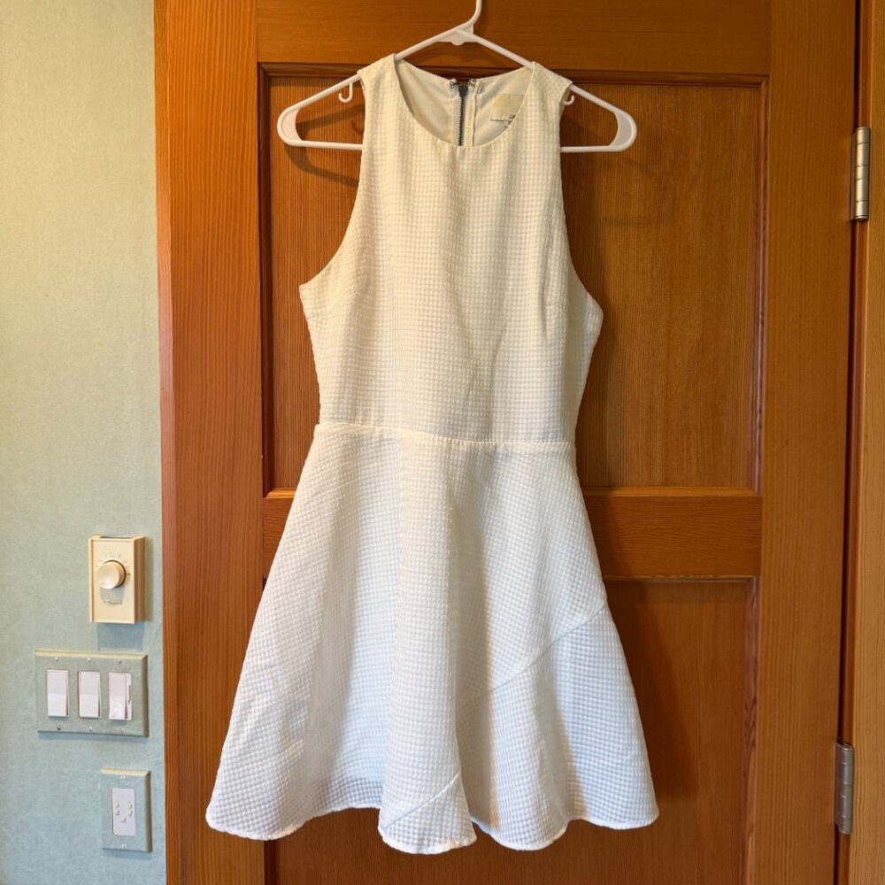 Greylin white fit and flare dress with cut-outs